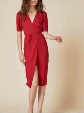 Reformation Marta Midi Dress in Red - S
